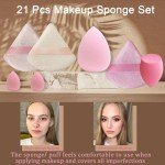 GFOUNS 21 pcs Beauty blender Makeup Sponge Bulk:Blender Sponges 21 Pcs for Liquid, Cream, and Powder, Multi-colored Pink make up sponges for foundation