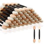 MORGLES Eyeshadow Applicators Double Sided, 50PCS Eyeshadow Brush 2.4 Inch Makeup Applicator Sticks for Women Girls, Black