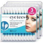 Fran Wilson EYE TEES COTTON TIPS 80 Count (3 PACK) - Precision Makeup Applicator, Double-sided Swabs with Pointed and Rounded Ends for Perfect Blending, Effective Cleaning and Precise Touch-ups