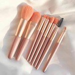 Makeup Brushes 8 Pieces Makeup Brush Set, Makeup Brushes Foundation Blend Blush Concealer Eye Shadow Blend Eye Liner Makeup Brush Set for Travel Makeup Bag (Pink)