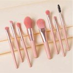 Makeup Brushes 8 Pieces Makeup Brush Set, Makeup Brushes Foundation Blend Blush Concealer Eye Shadow Blend Eye Liner Makeup Brush Set for Travel Makeup Bag (Pink)