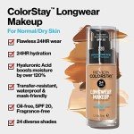 Revlon Liquid Foundation, ColorStay Face Makeup for Normal & Dry Skin, SPF 20, Longwear Medium-Full Coverage with Natural Finish, Oil Free, 180 Sand Beige, 1 Fl Oz