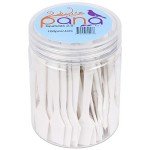 100pcs Pana Brand Cosmetic Make Up Disposable Plastic 2.5" Spatulas Skin Care Facial Cream Mask Spatula (100 Pieces in a Container) (WHITE)
