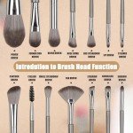 Amrules 14 Pcs Makeup Brush Set, Professional Eye and Face Foundation Brush Set, Eyeshadow Brushes, Cosmetic Brushes, with Pu Bag, Grayish