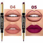 evpct 6Pcs Lip Liner and Lipstick Combo Set, DNM 2-in-1 Waterproof Lipstick and 24H Lip liner Set for Women, Antique Rose Chestnut Nude Dark Brown Matte Lipstick Pen with Lip Liner Set Long Lasting 24