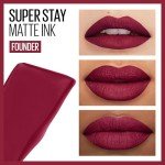Maybelline Super Stay Matte Ink Liquid Lipstick Makeup, Long Lasting High Impact Color, Up to 16H Wear, Founder, Cranberry Red, 1 Count, Packaging May Vary