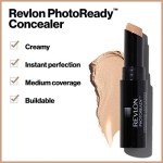Revlon Concealer Stick, PhotoReady Face Makeup for All Skin Types, Longwear Medium- Full Coverage with Creamy Finish, Lightweight Formula, 001 Fair, 0.11 Oz
