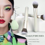 Green 10Pcs Makeup Brushes, Wooden Makeup Brush set And Sponges And Water Filter Cup,Soft Make up Brush For Women/Girls, For Powder Foundation Eye Shadow Concealer, Etc., (Green 13Pcs)