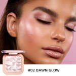 ELESSY Highlighter Makeup Palette Glitter Pink Highlighter Palette Shimmer Highlighter Powder Suit All Skin Tones-DAWN GLOW