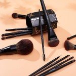Jessup Full Makeup Brushes Set 13pcs, Professional Vegan Foundation Powder Contour Blush Highlight Eyeshadow Blending Concealer Spoolie EyeLiner Brush, Phantom Black T300