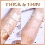 Erinde Liquid Highlighter Makeup, Face Highlighter Bronzer Makeup Stick, Natural Glossy Finish, Lightweight Blendable Silky Smooth Cream Face Illuminator Makeup, Cruelty-free, 02# STARLIGHT