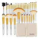 Champagne Makeup Brushes Set, Valentines Day Gifts for Kids,Yuwaku Silver Foundation Powder Blush Eyeshadow Brushes Blending 32 Piece NO Shed Cruelty-Free Synthetic Fiber Bristles Cosmetic Brushes