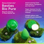 Beautyblender® | Besties Bio Pure Blend & Cleanse 4-Piece Starter Set, Bio Pure Makeup Sponge + Solid Unscented Cleanser .558 oz + Silicone Scrub Mat + Travel Case, Made in USA, Vegan, Sustainable