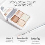 RMS Beauty Glow Quad Mini - Makeup Palette, Cream Highlighter Makeup, Blush Palette, Cheek Lip Tint, Highlight Makeup, Face Palette Makeup All in One