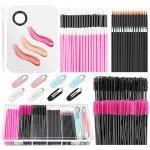 Shynek Makeup Mixing Tray with Disposable Accessories Kit - Mascara Wands, Lip Applicators, Hair Clips & Organizer Box