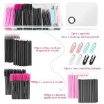 Shynek Makeup Mixing Tray with Disposable Accessories Kit - Mascara Wands, Lip Applicators, Hair Clips & Organizer Box