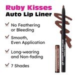 Ruby Kisses Auto Lip Liner Pencil (Brown 3 Pack), Long Lasting & Non-Fading, Smooth Application, Non-Feathering with Rich Pigmented Color, No Sharpener Needed, Ideal for Full Lips Look