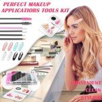 Shynek Makeup Mixing Tray with Disposable Accessories Kit - Mascara Wands, Lip Applicators, Hair Clips & Organizer Box