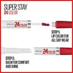 Maybelline Super Stay 24, 2-Step Liquid Lipstick Makeup, Long Lasting Highly Pigmented Color with Moisturizing Balm, All Day Cherry, Red, 1 Count