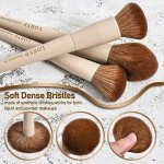 LORYP Makeup Brushes Set Labeled 18 Piece Face and Eye Brush Set Ultra soft hair Foundation, Concealer, Blush, Contour, Blending, Eyeshadow Khaki Brush kit