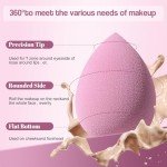Makeup Sponge Set BS-MALLTriangle Puff 14 Pcs for Liquid, Cream, and Powder, Multi-colored Makeup Sponges and Mini Makeup Sponge (A-Purple)