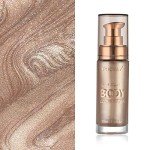 Body Shimmer Oil, Waterproof Long Lasting Moisturizing Bronze Body Luminizer Glow For Face & Body, Liquid Illuminator Body Highlighter 1oz/Jars, Makeup Brush Include (Rose Gold #01)