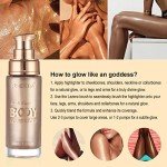 Body Shimmer Oil, Waterproof Long Lasting Moisturizing Bronze Body Luminizer Glow For Face & Body, Liquid Illuminator Body Highlighter 1oz/Jars, Makeup Brush Include (Rose Gold #01)