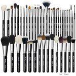 Makeup Artist MUST HAVES 42Pcs Makeup Brushes Set with Real Natural Goat Hair By BUEART DESIGN (42Pcs Matte Pearl Black)