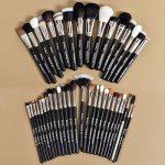 Makeup Artist MUST HAVES 42Pcs Makeup Brushes Set with Real Natural Goat Hair By BUEART DESIGN (42Pcs Matte Pearl Black)