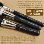 Makeup Artist MUST HAVES 42Pcs Makeup Brushes Set with Real Natural Goat Hair By BUEART DESIGN (42Pcs Matte Pearl Black)