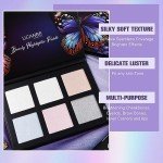 Face Highlighter Makeup Palette, Holographic Shimmer Illuminating Make Up Metallic Powder Starlight Diamond Highlighting Glow Illuminator for Face Body (1, 6 Colors Highlighter Palette, Standard Size)