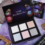 Face Highlighter Makeup Palette, Holographic Shimmer Illuminating Make Up Metallic Powder Starlight Diamond Highlighting Glow Illuminator for Face Body (1, 6 Colors Highlighter Palette, Standard Size)