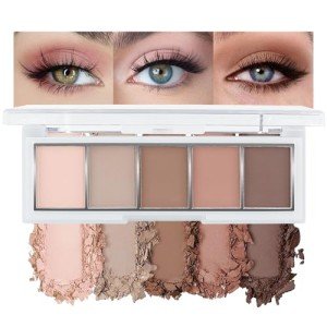Neutral Nude Brown Eyeshadow Palette Makeup, 5 Colors Velvety Matte Finish, Cool-Toned Nude Taupe Eye Shadows, Natural Everyday to Eye Makeup Looks, for Brown Eyes Long Lasting Naturing-Looking 02#