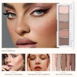 Neutral Nude Brown Eyeshadow Palette Makeup, 5 Colors Velvety Matte Finish, Cool-Toned Nude Taupe Eye Shadows, Natural Everyday to Eye Makeup Looks, for Brown Eyes Long Lasting Naturing-Looking 02#