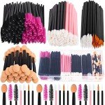Rolybag Disposable Makeup Applicators Kit Mascara Wands Eyeliner Brushes Lip Applicators Eyeshadow Applicators Disposable Makeup Tools with Organizer Box for Easy Portability