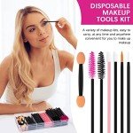 Rolybag Disposable Makeup Applicators Kit Mascara Wands Eyeliner Brushes Lip Applicators Eyeshadow Applicators Disposable Makeup Tools with Organizer Box for Easy Portability