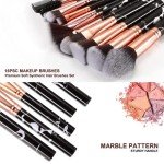 Makeup Brushes Set DUAIU 16PCS Professional Premium Synthetic Black Marble Make Up Brushes Foundation Brush Powder Blush Eyeshadow Brush Set With Makeup Brush Holder and Gift Box