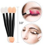 Amariver 200 Pack Disposable Eyeshadow Brush Sponge Tipped Oval Makeup Tool Dual Sides Eyeshadow Brush Comestic Applicator for Girls Lady Women Daily Beauty(Black)