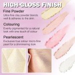 IONSGAKO White Highlighter Makeup Palette Face Highlighter Powder Iluminadores De Maquillaje Narutal Shimmer Glitter Highlighter Contour Powder Makeup Palette-01 Pearl White