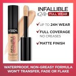 L'Oreal Paris Makeup Infallible Full Wear Waterproof Matte Concealer, Full Coverage, Eggshell, 0.33 fl. oz.