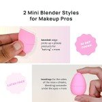AOA STUDIO Collection MiNi Makeup Sponge Set Blender Latex Free and High-definition of 6 For Powder Cream Liquid, Super Soft Wonder Beauty Cosmetic 3 Tear Drop + Beveled Shape (Pink)