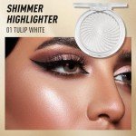 Janwana Highlighter Makeup Palette Shimmer Glitter Face Body Illuminator Highlighter Makeup Kit Long Lasting Highly Pigmented Highlighters Makeup Palette #1 Tulip White
