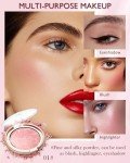 Baked Blush, Lighting Glow Marbleized Blush Powder Palette, Cruelty-Free Powder Blusher, Eyeshadow & Highlight for a Lightweight Shimmery Satin Face Makeup, Gift for Women (0.49Ounce)-01#Peachy
