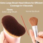 Extra Large Body Makeup Brush For Self Tanner, Leg Makeup &Bronzer Blend,75 mm Wide-headed Kabuki Brush Provides More Even &Pretty Application, Oval Face&Back Makeup Brush, Wet&Dry Use- Pink Rose Gold