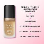 Too Faced Born This Way Natural Finish Longwear Liquid Foundation | Medium-To-Full Coverage | Hydrating + Oil Free, 1 Fl Oz, Nude
