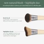 EcoTools Blush + Highlight Brush Duo, Makeup Brushes For Liquid, Cream, & Powder Highlight & Blush, Enhance Natural Skin, Eco-Friendly Makeup Brush Set, Synthetic Bristles, 2 Piece Set
