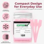 Kopperko 100 Pack 2.5 Inch Cosmetic Spatulas - Small Plastic Spatula for Cosmetics, Creams, & Crafts | Makeup Spatula or Multipurpose Mini Applicator for Mixing, Skincare, or Scraping Jars | Pink