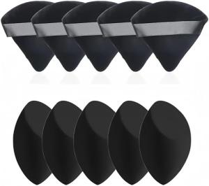 (5+5) Powder Puff Makeup Sponge Blender Beauty Face Triangle Makeup Cosmetic Puff,Latext-free Makeup Wedge Foundation Sponge Blender to Make Up Tools,Applicator Sponges (black)
