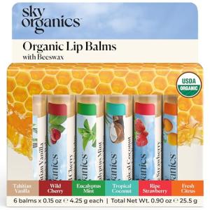 Organic Beeswax Lip Balms - Six Flavors - 6pk