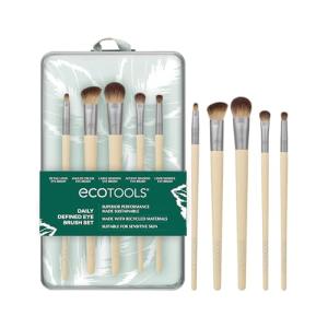 EcoTools Daily Defined Eye Brush Kit, Makeup Brushes For Liquid, Powder, & Cream Eyeshadow & Eyeliner Application, Eco-Friendly Eye Brushes, Synthetic Hair, Cruelty Free, 5 Piece Set